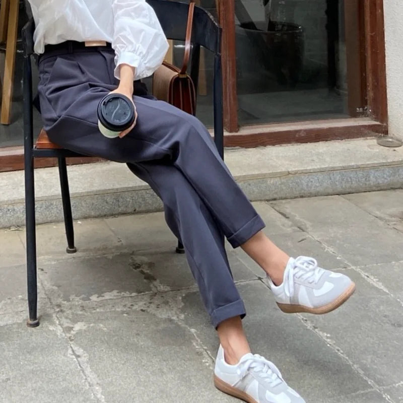 Calças casuais de verão elegantes, moda feminina