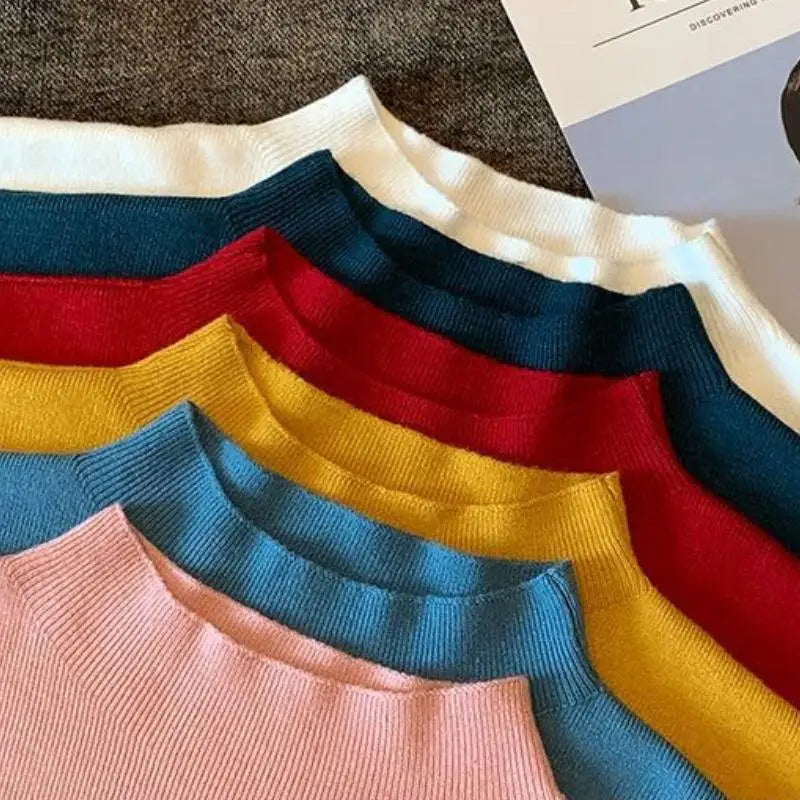 Novas camisas casuais de malha lisas de verão para mulheres, tops de manga curta, blusas soltas de corte pequeno, blusas femininas elegantes e simples da moda