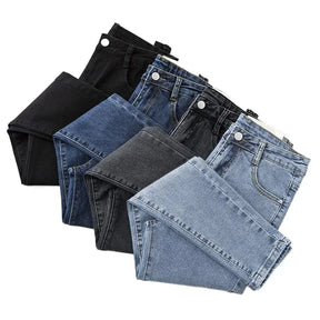 Calça jeans feminina cinza preta, justa, cropped, chique, versátil, para estudantes, calça comprida