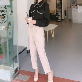 Calças casuais de verão elegantes, moda feminina