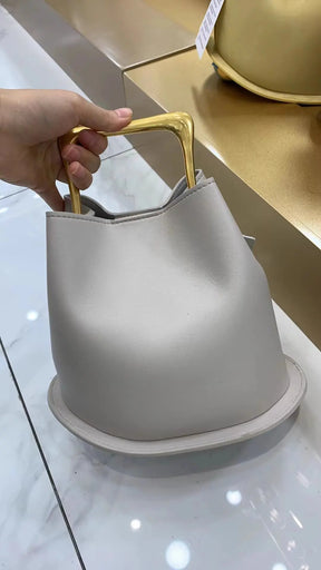 New Cowhide Genuine Leather Minority Korea Handbags Commuter Women Simple All-match Bucket Large Capacity Advanced Shoulder Bag